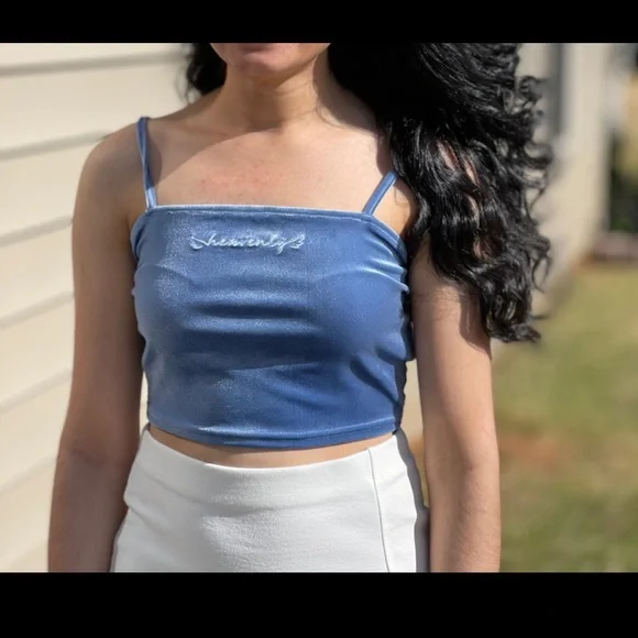Forever 21 Tops Blue Velvet Crop Top Poshmark